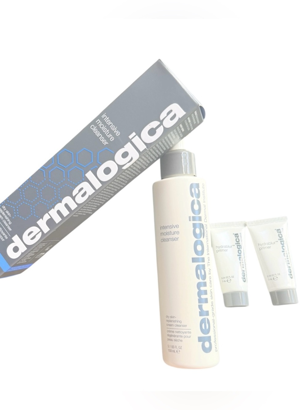 Dermalogica Intensive Moisture Cleanser 5.1 oz + 2 HydraBlur Primers NEW